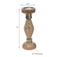 thumbnail image 2 of Diamond Raffia Metal Pillar Candlestick 12", 2 of 3