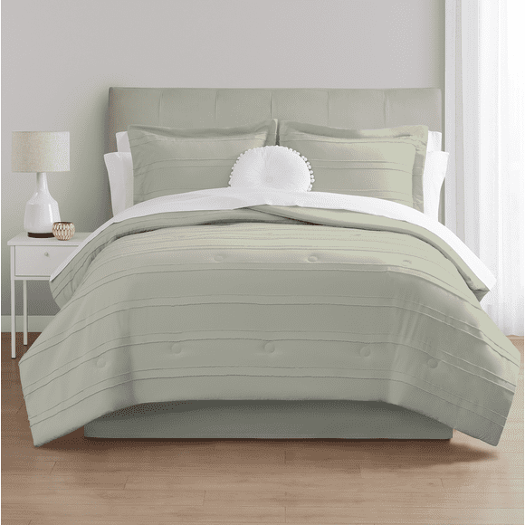 Mainstays 11-Piece Bed in a Bag Comforter Set with Sheets, Soft Sea, Double