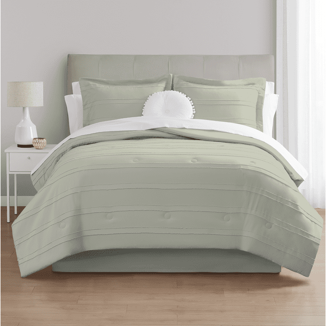 Mainstays 11-Piece Bed in a Bag Comforter Set with Sheets, Soft Sea, Double
