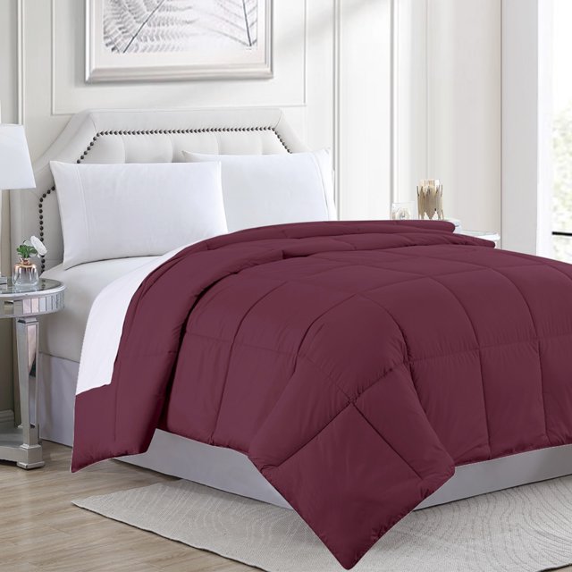 Goose Down Alternative Microfiber Quilted Solid Comforter - Queen/Burgundy