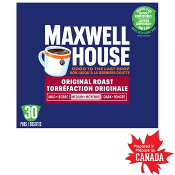 Maxwell House Original Roast Coffee Certified Compostable K-Cup® Coffee Pods, 30 Pods, Medium