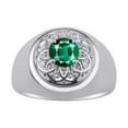 thumbnail image 1 of RYLOS Men's Rings Sterling Silver Designer Gypsy 7MM Round Gemstone & Diamond Ring Emerald May Birthstone Rings Size 12, 1 of 6