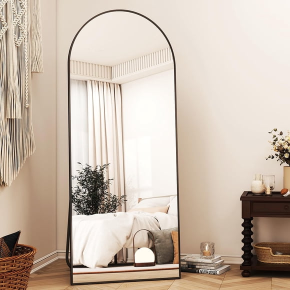 BEAUTYPEAK 56"x21" Full Length Mirror Arched Standing Floor Mirror Full Body Mirror Classic,Black
