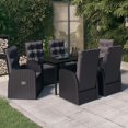 thumbnail image 1 of vidaXL 7 Piece Garden Dining Set with Cushions Black, 1 of 5