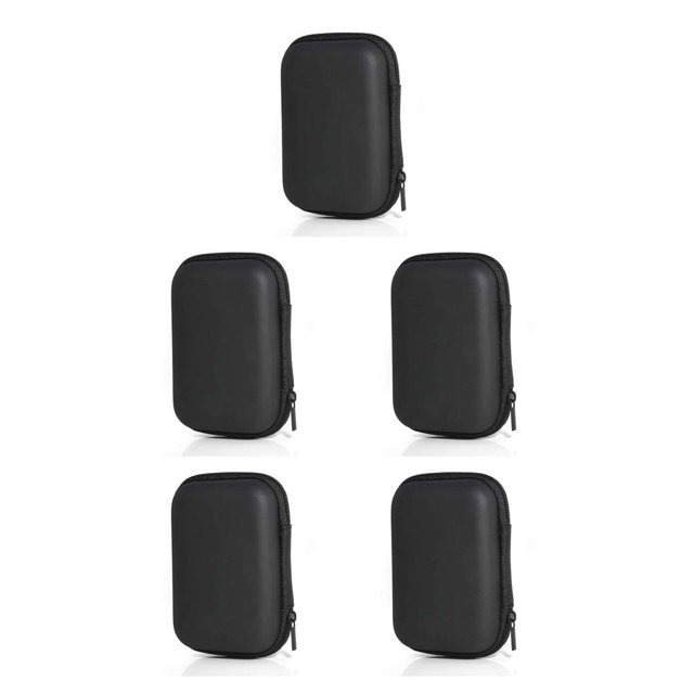 jesticaly Earphone Carry Case with Zipper Earbud Wireless Wired Storage Box Organizer Multi-purpose for Protection Pouch for Outdoor Black 5Set