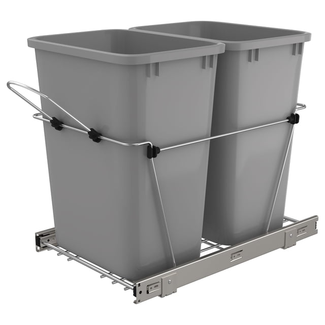 Rev-A-Shelf RV-18KD-17C S Double 35 Quart Pull Out Waste Containers, Silver