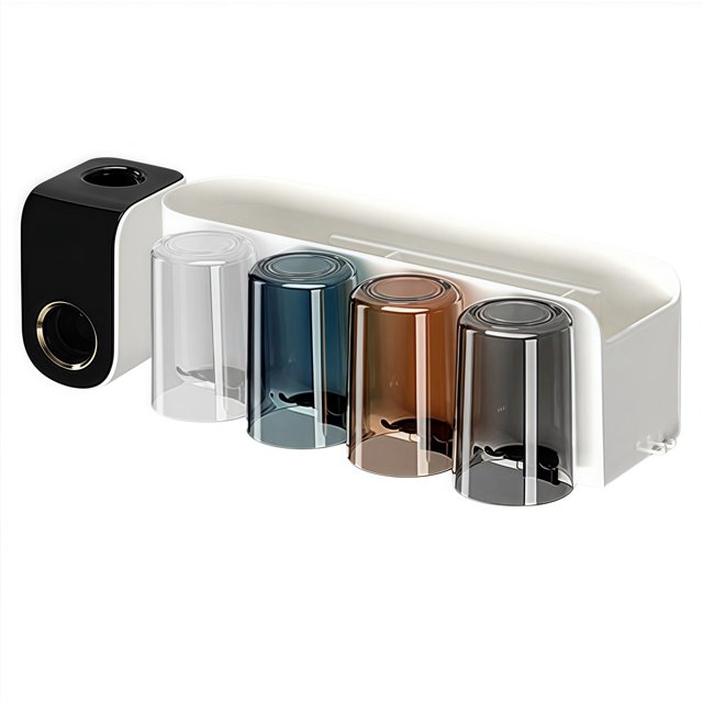 Wall Mount Toothbrush Holders Toothpaste Dispenser Large Capacity Tray Bathroom