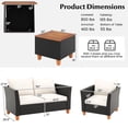 thumbnail image 3 of Gymax Ensemble de Conversation Extérieur 4 Pcs Chaises de Patio Rembourrées avec Table Basse de Rangement, 3 of 7