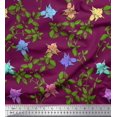 thumbnail image 1 of Soimoi Polyester Crepe Fabric Leaves & Bell Floral Printed Fabric 1 Yard 52 Inch Wide, 1 of 3