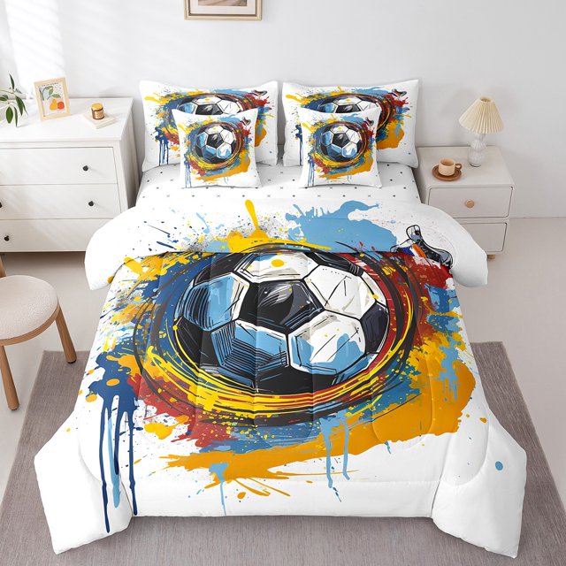 YST Football Bedding Comforter Set, 7-Piece, Sports Theme, Twin Size