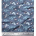 thumbnail image 1 of Soimoi Rayon Fabric Clouds & Bullfinch Bird Decor Fabric Printed Yard 42 Inch Wide, 1 of 3