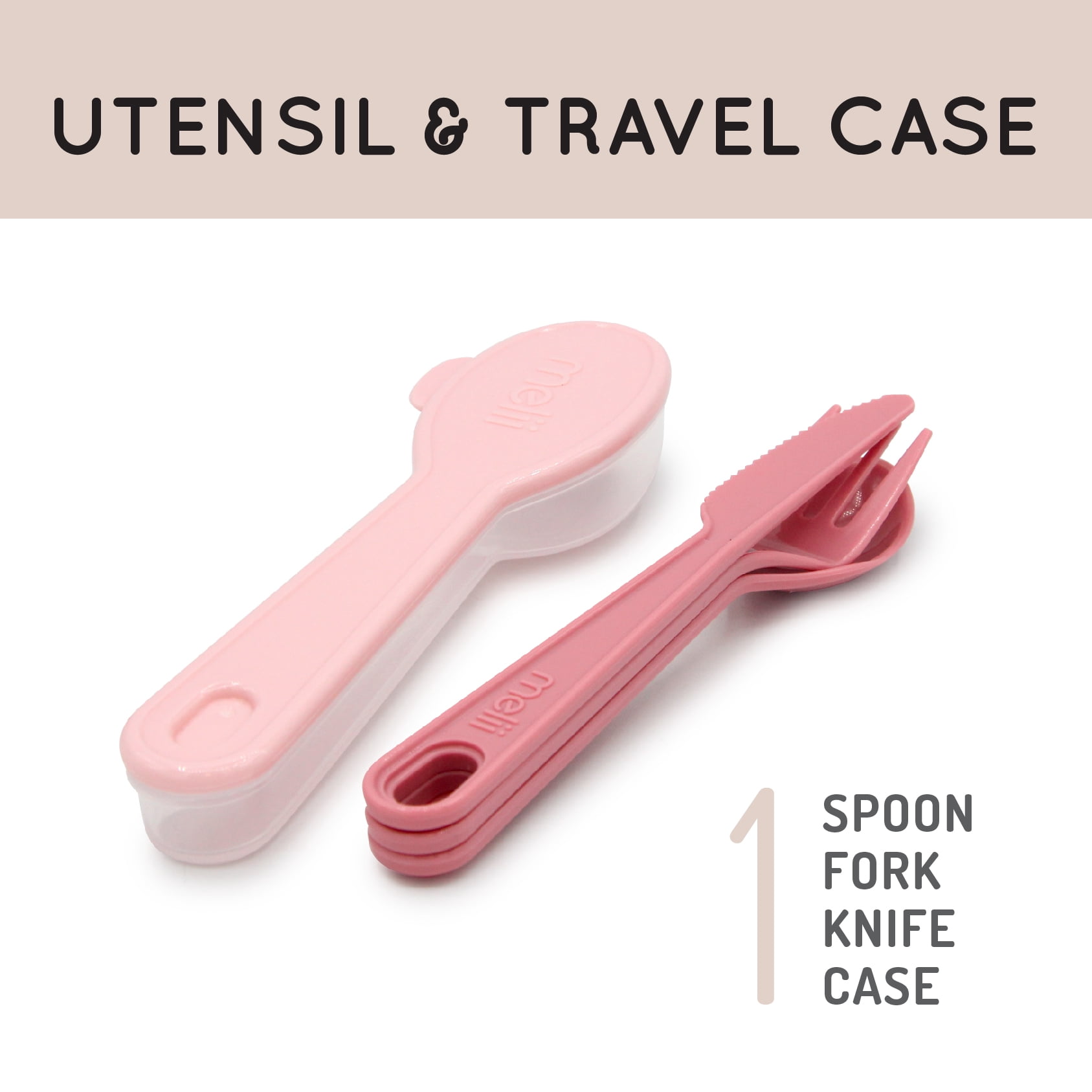 Melii Spoon, Fork, Knife with Case Blush