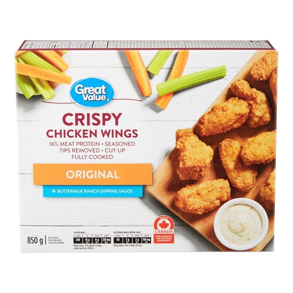 Ailes de poulet croustillantes surgelées Great Value originales 850 g