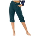 thumbnail image 1 of Timegard Womens Capri Pants Straight Leg Elastic Waisted Button Summer Casual Crop Pants with Pockets, 1 of 4