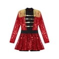thumbnail image 3 of Loodgao Combinaison de Cirque Scintillante pour Filles, Manches Longues, à Sequins et à Franges, Rouge 6, 3 of 7