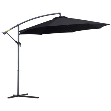 Outsunny Parasol Déporté de Patio 10 Pieds, Parasol de Marché Extérieur, Noir