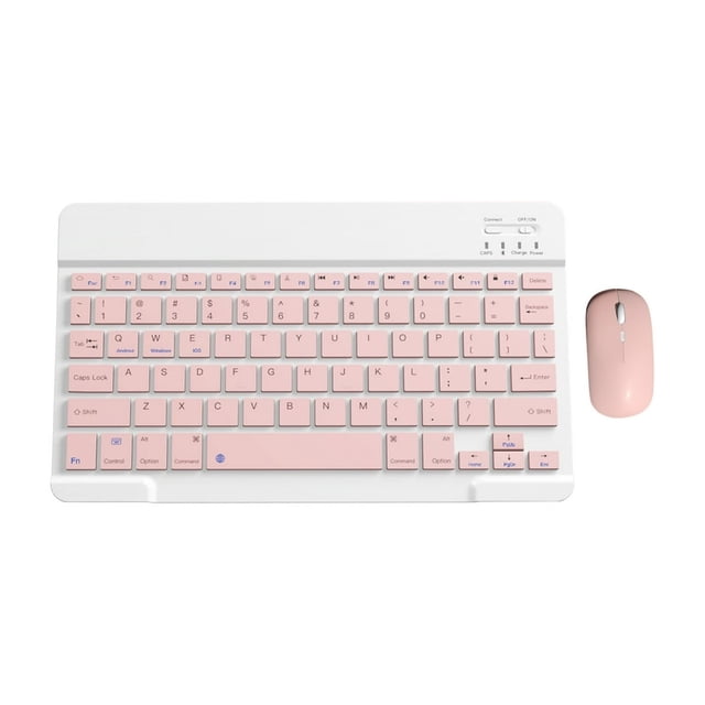 HAOANBluetooth Keyboard & Mouse Portable BT Wireless Keyboard & Mouse For Android Windows PC Tablet Pink