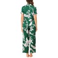 thumbnail image 3 of INSPIRE CHIC Ensemble de Pyjama en Satin pour Femme Soie Floral Manches Courtes Haut et Pantalon 2 Pcs Pyjamas TP Vert, 3 of 6