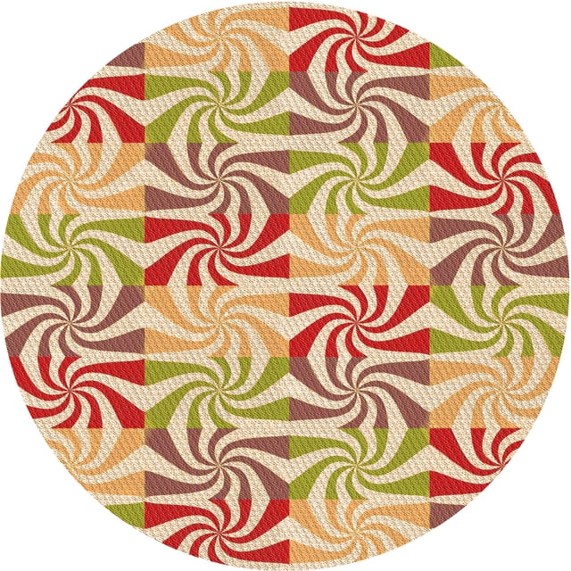 Ahgly Company Tapis Rond Lavable en Machine Intérieur Transitionnel Orange, 6 Pieds Rond
