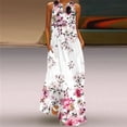 thumbnail image 3 of Leutsin Robe Longue Décontractée pour Femme, Robe Longue Sans Manches à Motif Floral Rayé, 3 of 8