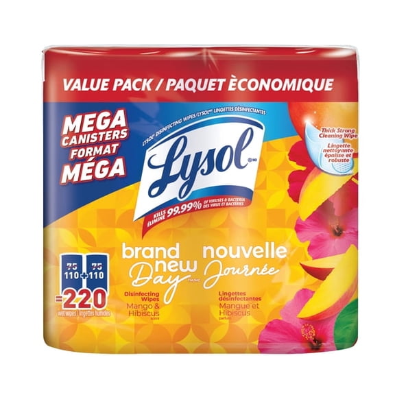 Lysol Disinfecting Wipes, Mango Hibiscus, Thick Strong Wipe, Kills 99.99% of Viruses & Bacteria