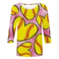thumbnail image 4 of SMihono Hauts pour Femmes Été Chic Décontracté Mode Féminine Manches Courtes Col Rond Rétro Imprimé Ample Blouse Manches Trois-Quarts T-shirt Oversize pour Femmes, 4 of 4
