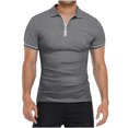 thumbnail image 3 of cfhntfmh Quarter-Zip Pullover Shirts for Men Summer Basic Solid Short Sleeve Lapel Golf Tops Muscle Sports Tees, 3 of 6