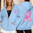 thumbnail image 2 of Women's Cancer Awareness Zip Up Hoodie Long Sleeve Pullover with Pocket Casual Drawstring Sweatshirt, 2 of 6