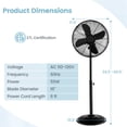 thumbnail image 2 of Costway 16" Standing Pedestal Fan with 3 Speed Settings Carrying Handle Aluminum Blades Black, 2 of 9