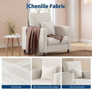Modern Upholstered Accent Chair – 33" Mid-Century Sofa Armchair with Sturdy Wood Frame – Cozy Lounge Reading Chair – Tool-Pre-assembled – Ideal for Small Spaces – Beige