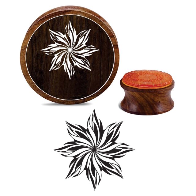 Printtoo DIY Timbre Rond en Bois Timbre en Caoutchouc Mandala Floral Scrap-booking-4 Pouces