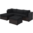 thumbnail image 4 of Costway Ensemble de 5 Pcs en Rotin pour Patio, Ensemble Sectionnel de Conversation avec Ottoman et Table, Noir, 4 of 10