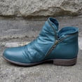 thumbnail image 4 of Bottes Courtes en Cuir pour Femmes Rétro Unies à Talon Bas avec Fermeture Éclair, 4 of 9