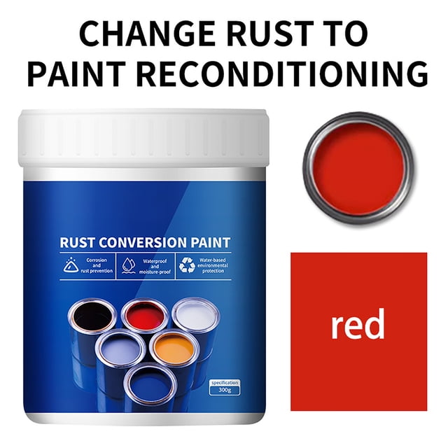 Yhmxh Fournitures de Nettoyage Nettoyant Polyvalent Résistant aux Intempéries Peinture Convertisseur de Rouille pour Métal à Base d'Eau Peinture Anti-Rouille Réduite Peinture Métallique Sans Rouille Peinture de Conversion de Rouille Couleur Acier Carrelage Rénovations 300g