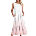 thumbnail image 2 of 2024 Longues Robes Maxi à Bretelles Spaghetti pour Femmes Été, Robes Maxi Sans Manches à Dégradé pour Femmes Grande Taille, Robes d'Été Décontractées à Col Rond pour la Plage, Robe Maxi Fluide à Étages pour Femmes, 2 of 5