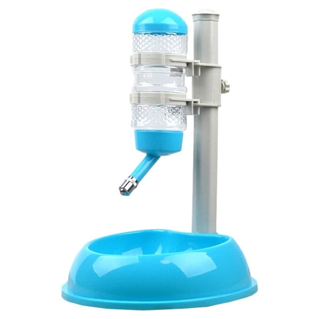 Automatic Water Bottle Dispenser Pet Lightweight Fountain Drinker Container Large Capacity for Height Adjustable Plastic Feeding Bowls for Cat Blue