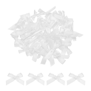 Unique Bargains 50 Pcs Mini Nœud Ruban 1.8 Pouces Mini Tissu Satin Ruban Fleurs Nœuds Blanc