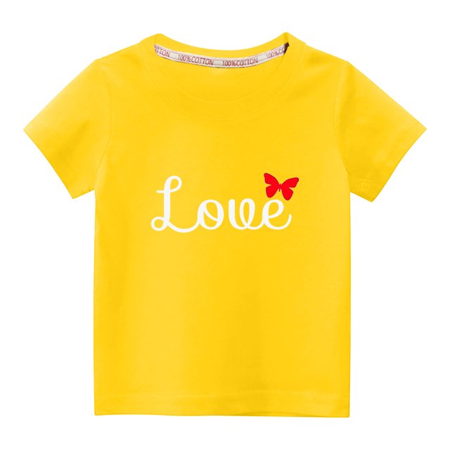 Penkiiy Tout-Petits Enfants Garçons Filles Mode Mignon Col Rond Imprimé Manches Courtes Haut 4-5 Ans Jaune