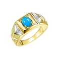 thumbnail image 2 of RYLOS Men's Rings 14K Yellow Gold Rings Designer Weave Band 7X5MM Oval Gemstone & Diamond Ring Tourquoise December Birthstone Rings For Men, Size 11, 2 of 6