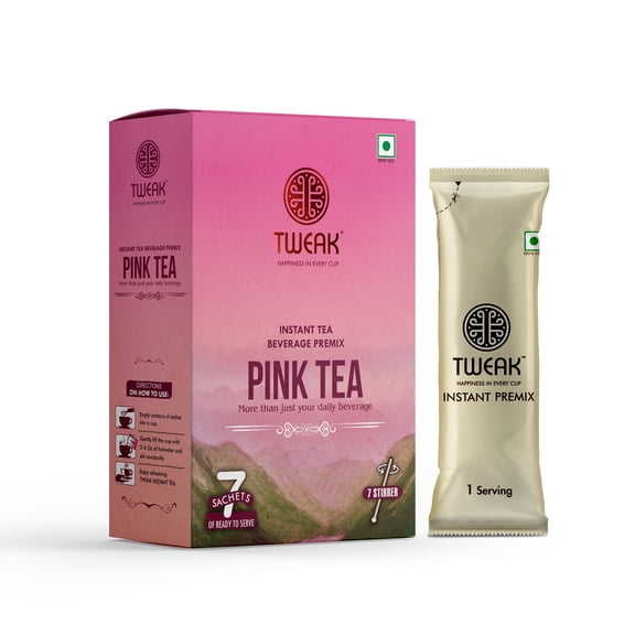 Tweak Pink Tea (Chai) Instant Premix 3-in-1 | Authentic Indian Chai Latte | 7 Sachets | Ready in Seconds | No Artificial Flavours