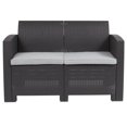thumbnail image 3 of Light Gray Faux Rattan Loveseat with All-Weather Light Gray Cushions, 3 of 9