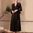 thumbnail image 5 of Penkiiy Peignoir Long pour Femmes en Satin avec Dentelle, Doux, à Manches à Volants, Peignoir m Noir, 5 of 5