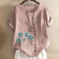 thumbnail image 1 of TopLLC Chemises Mexicaines pour Femmes Hauts Brodés Traditionnels Tunique Décontractée à Fleurs pour Femmes Col Rond Manches Courtes Chemises en Lin, 1 of 5