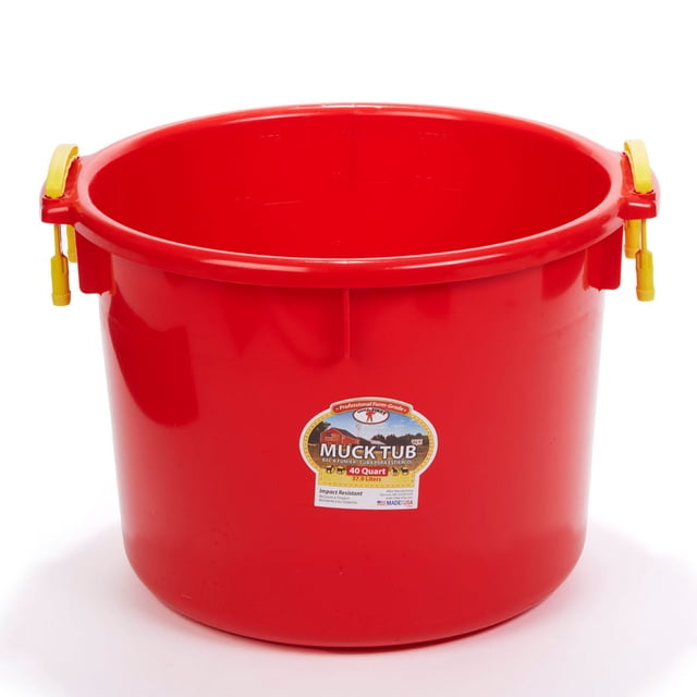 Little Giant Bac à Boue Utilitaire en Plastique Durable de 40 Pintes avec Poignées, Rouge