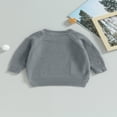 thumbnail image 3 of Baby Girl Boy Knit Pullover Sweater Fall Winter Warm Sweatshirt Tops with Pocket, 3 of 6
