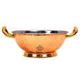 thumbnail image 1 of Steel Copper Hammered Design Kadhai Wok With Brass Bottom & Handles - 1000ml, Brown | Tableware Serveware Dishware For Home, Hotel & Restaurant - Break Resistant, Scratch Resistant, 1 of 5