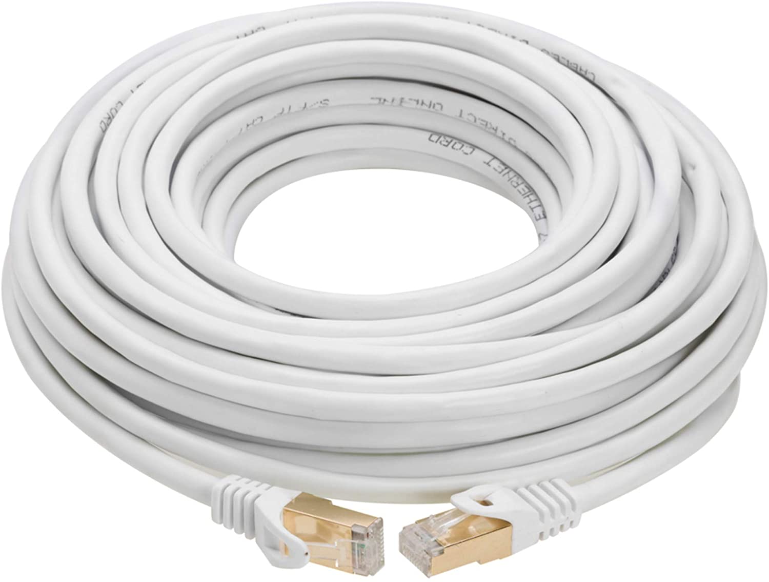Câble Ethernet RJ45 Plaqué Or 50 Pieds S/FTP Chat 7 Patch Réseau Ethernet 10 Gigabit Cat7 (50 Pieds)