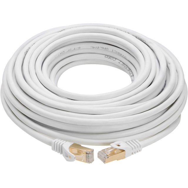 Câble Ethernet RJ45 Plaqué Or 50 Pieds S/FTP Chat 7 Patch Réseau Ethernet 10 Gigabit Cat7 (50 Pieds)