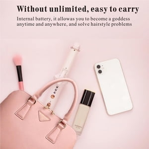2-in-1 Curling Fer Rechargeable Curler cheveux Portable Curling Wand avec 3 Modes de température PI Technologie de chauffage pour les femmes voyageant à domicile