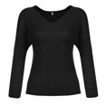 thumbnail image 4 of Pompotops T-Shirt Décontracté à Manches Longues Col en V Uni pour Femmes Blouse Gégulaire Pull, 4 of 4